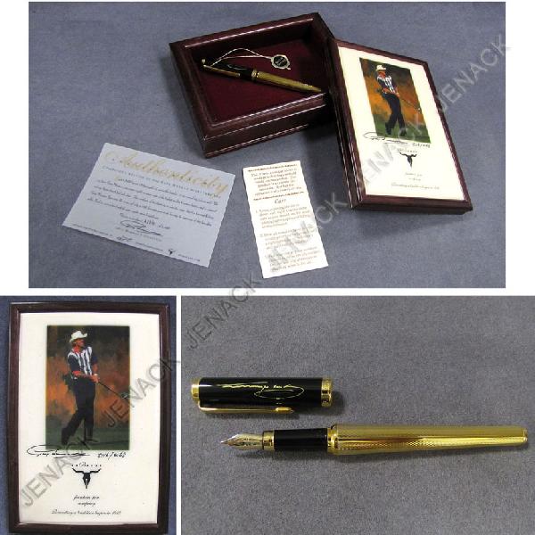 GREG NORMAN SIGNATURE GERMAN FOUNTAIN PEN: GREG NORMAN SIGNATURE GERMAN FOUNTAIN PEN, #2116/3068 PRESENTATION BOX WITH CERTIFICATE