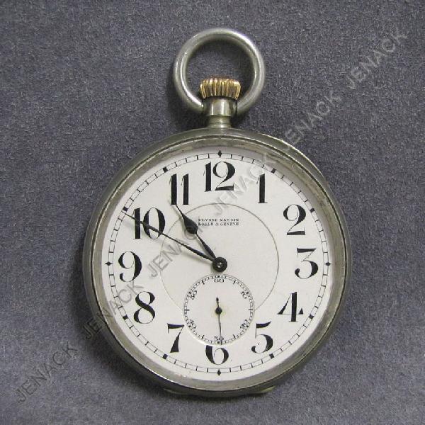 ULYSSE NARDIN STEEL 16-JEWEL OVERSIZE POCKET WATCH: ULYSSE NARDIN STEEL 16-JEWEL OVERSIZE POCKET WATCH, 19TH CENTURY. 60MM