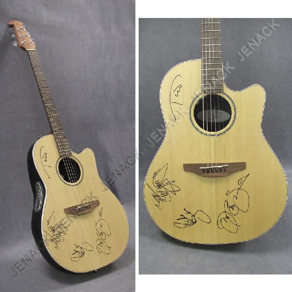 OVATION MODEL S771 BALLADEER SPECIAL GUITAR: OVATION MODEL S771 BALLADEER SPECIAL ELECTRIC GUITAR, AUTOGRAPHED BY THE BAND BON JOVI WITH HARD CASE