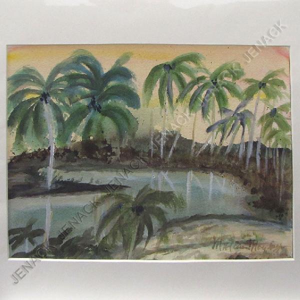 MALCOLM MORLEY (ENGLAND AND NEW YORK 1931-): MALCOLM MORLEY (ENGLAND AND NEW YORK 1931-), WATERCOLOR/GOUACHE, FLORIDA LANDSCAPE, SIGNED. SIGHT 8 1/4 X 11 3/4"