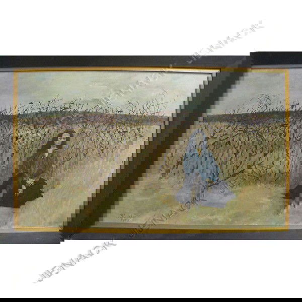 ARTHUR POLONSKY (AMERICAN MASSACHUSETTS 1925-), OI: ARTHUR POLONSKY (AMERICAN MASSACHUSETTS 1925-), OIL ON CANVAS, FIGURE IN A LANDSCAPE, SIGNED 1953. 25 X 43"; FRAMED 31 X 48"