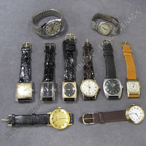 LOT (10) ASSORTED VINTAGE WRISTWATCHES: LOT (10) ASSORTED VINTAGE WRISTWATCHES INCLUDING LONGINES, NIVADA GRENCHEN, WALTHAM, BULOVA, ETC