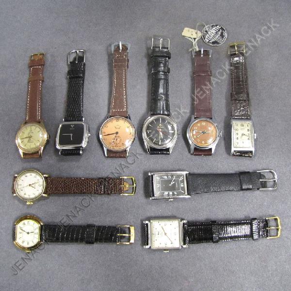LOT (10) ASSORTED VINTAGE WRISTWATCHES: LOT (10) ASSORTED VINTAGE WRISTWATCHES INCLUDING OGIVAL, ATLANTIC, WALTHAM, WITTNAUER, SANDOZ, ETC
