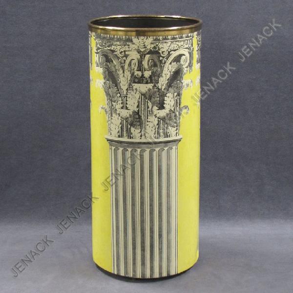 FEORNESETTI ENAMELED METAL UMBRELLA STAND, SIGNED: FEORNESETTI ENAMELED METAL UMBRELLA STAND, SIGNED. HEIGHT 22 1/2"