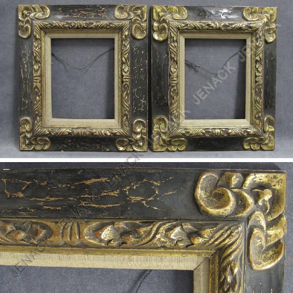 PAIR SPANISH RENAISSANCE STYLE FRAMES: PAIR SPANISH RENAISSANCE STYLE HAND CARVED/GILT FRAMES. INSIDE 10 1/2 X 8 1/2"; OVERALL 17 X 15"