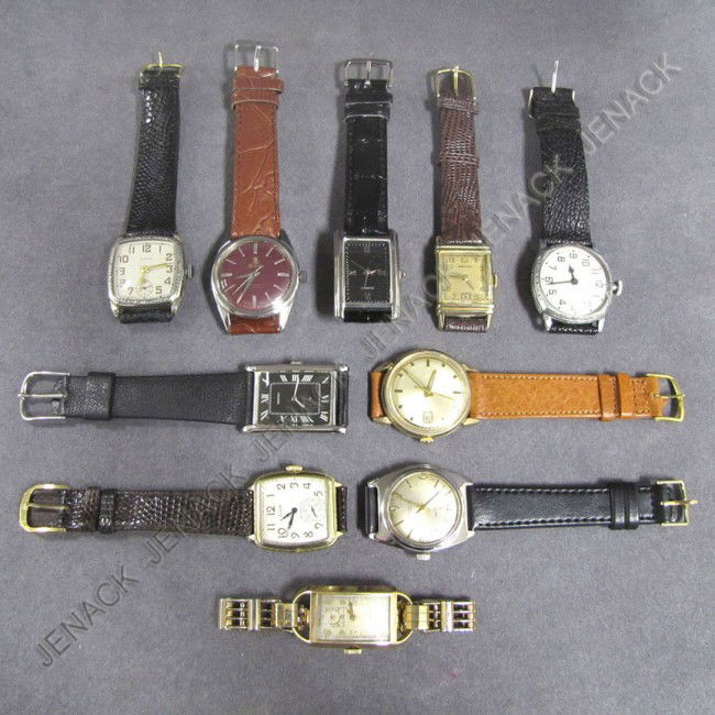 LOT (10) ASSORTED VINTAGE WRISTWATCHES: LOT (10) ASSORTED VINTAGE WRISTWATCHES INCLUDING ELGIN, BULOVA, HAMILTON, SANDOZ, ETC