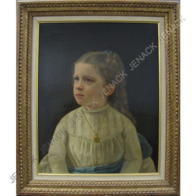 AMERICAN SCHOOL (19TH CENTURY) OIL ON CANVAS: AMERICAN SCHOOL (19TH CENTURY) OIL ON CANVAS, THE GOLDEN LOCKET, UNSIGNED. 20 X 16"; FRAMED 26 X 22" (RELINED) PROVENANCE: COLLECTION ADELAIDE VIRGINIA BARTH, TUXEDO PARK NY