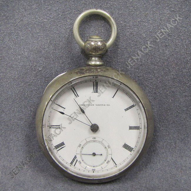 WALTHAM COIN SILVER "P.S. BARTLETT" POCKET WATCH: WALTHAM COIN SILVER "P.S. BARTLETT", SWING OUT KEY WIND OPEN FACE POCKET WATCH, #709099, 55MM, 19TH CENTURY