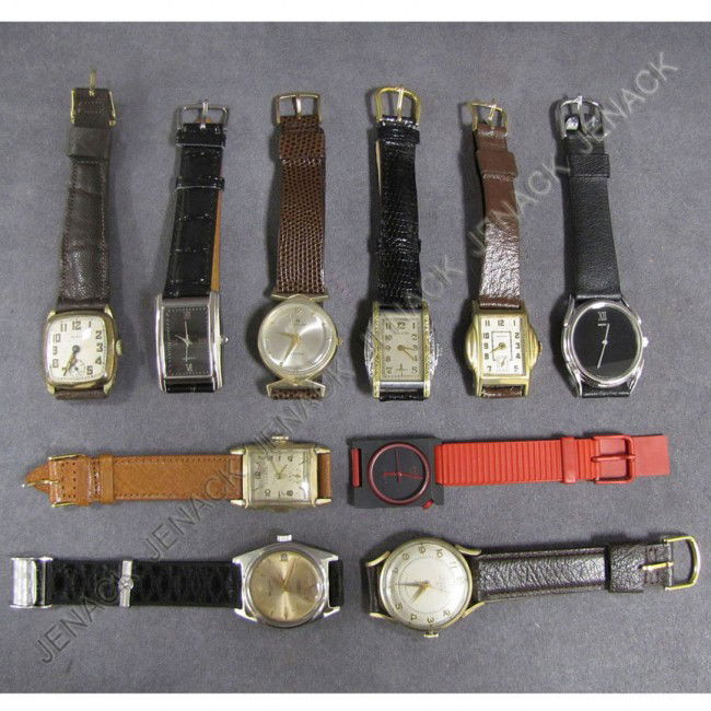 LOT (10) ASSORTED VINTAGE WRISTWATCHES: LOT (10) ASSORTED VINTAGE WRISTWATCHES INCLUDING BULOVA, SEIKO, ELGIN, HAMILTON, SANDOZ, ETC.