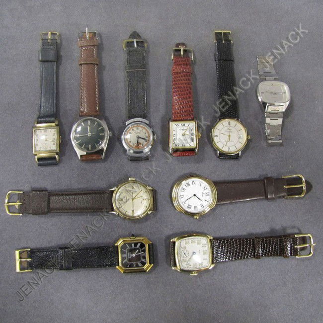 LOT (10) ASSORTED VINTAGE WRISTWATCHES: LOT (10) ASSORTED VINTAGE WRISTWATCHES INCLUDING ELGIN, BULOVA, OGIVAL, PIERRE CHATELAIN, FAURE LEUBA, ETC