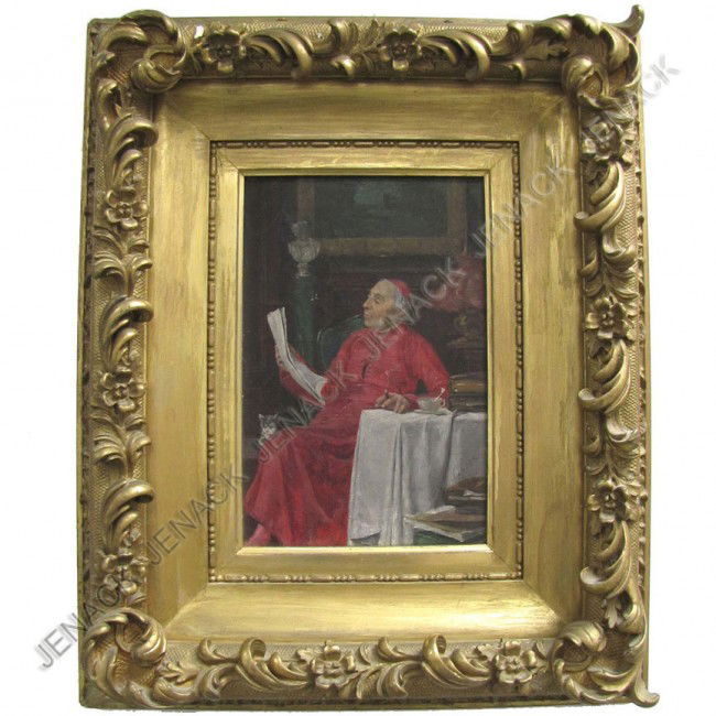 GERMAN SCHOOL (19TH CENTURY), OIL ON CANVAS: GERMAN SCHOOL (19TH CENTURY), OIL ON CANVAS, THE BISHOP'S MORNING, SIGNED. 12 X 8"; FRAMED 22 X 18"