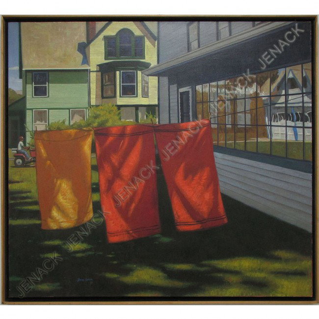 BRIAN KEELER (AMERICAN PENNSYLVANIA 20TH CENTURY): BRIAN KEELER (AMERICAN PENNSYLVANIA 20TH CENTURY), OIL ON CANVAS, "THE OBSERVATION", SIGNED AND TITLED 1991. 52 X 56"; FRAMED 54 X 58"