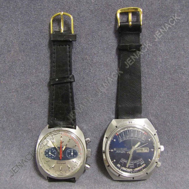 LOT (2) WITTNAUER STAINLESS AUTOMATIC WRISTWATCHES: LOT (2) WITTNAUER STAINLESS AUTOMATIC WRISTWATCHES INCLUDING PROFESSIONAL CHRONOGRAPH 36MM; 2000 MULTI YEAR CALENDAR