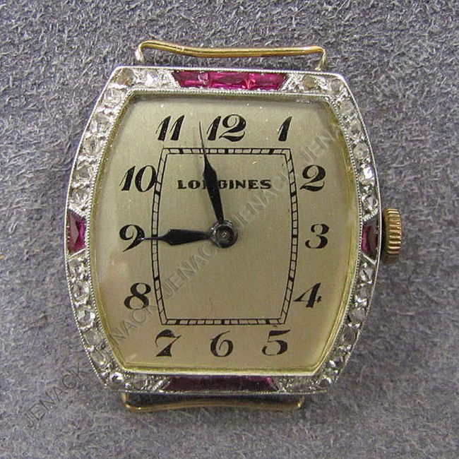 LONGINES 18K YELLOW GOLD AND RUBY WRISTWATCH: LONGINES 18K YELLOW GOLD AND RUBY WRISTWATCH, #3924222. 1 X 1"