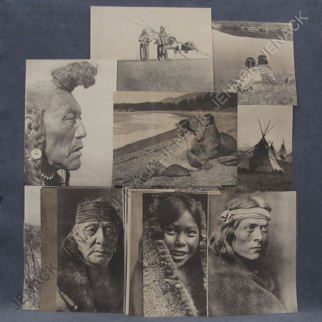 AFTER EDWARD SHERIFF CURTIS (AMERICAN 1868-1952): AFTER EDWARD SHERIFF CURTIS (AMERICAN 1868-1952), LOT (45) SEPIA TONE PRINTS, AMERICAN INDIANS. APPROXIMATELY 11 X 15"
