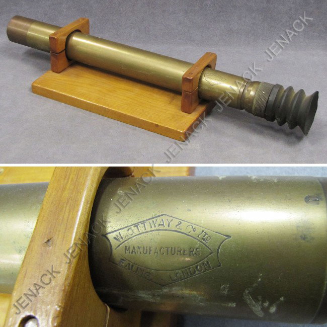 VINTAGE W. OTTWAY & CO. EALING, SIGHTING SCOPE: VINTAGE W. OTTWAY & CO. EALING, LONDON BRASS NAVAL SIGHTING SCOPE, SIGNED. LENGTH 22"