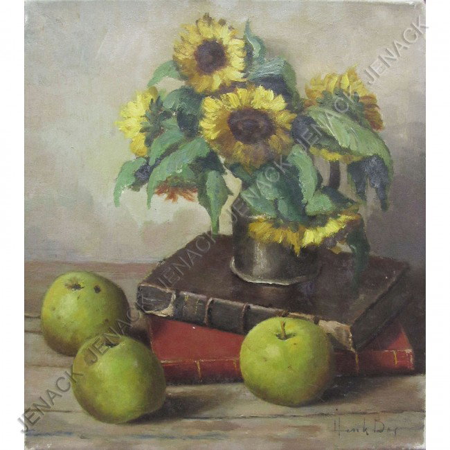 HENK BROS (DUTCH 1901-1979), OIL ON CANVAS: HENK BROS (DUTCH 1901-1979), OIL ON CANVAS, "SUNFLOWERS", SIGNED. 16 X 14"