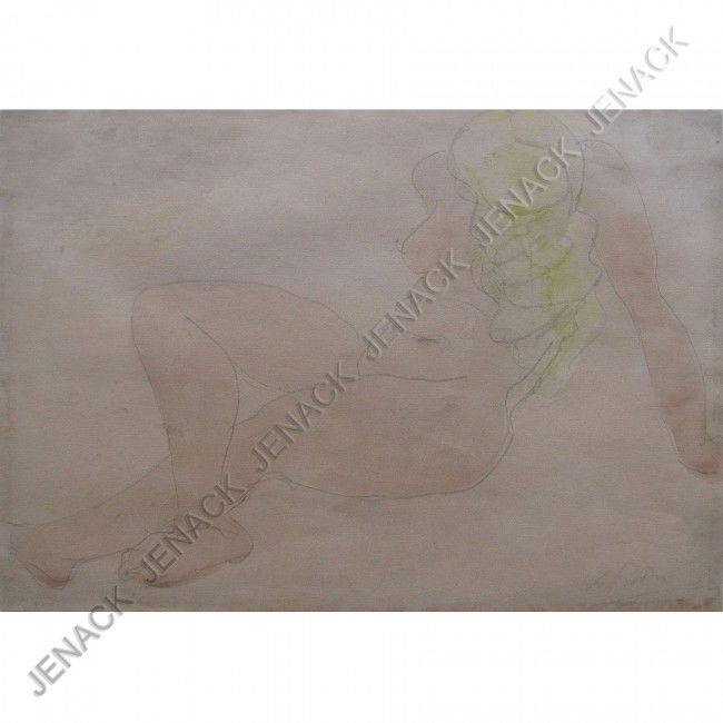 AUGUSTE RODIN (FRENCH 1840-1917) GRAPHITE AND WASH: AUGUSTE RODIN (FRENCH 1840-1917) GRAPHITE AND WASH, SEATED FIGURE, SIGNED; WITH CERTIFICATION VERSO BY EDMOND DELAYE, LYON FRANCE. SHEET 8 1/2 X 12"