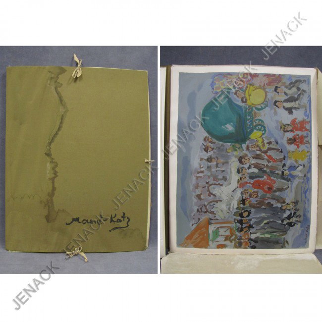 MARIE KATZ (FRENCH 1894-1962) PORTFOLIO: MARIE KATZ (FRENCH 1894-1962) PORTFOLIO OF (12) COLORED LITHOGRAPHS FOR STEMPENIOU DE CHOLEM ALEIKHEM, PREFACE BY PIERRE MAZARS, 1966 EDITION OF 300 BY MOURLOT (PREFACE INCOMPLETE, WATER STAINED COVER