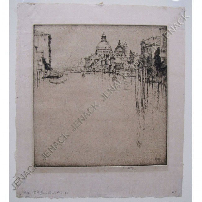 ERNEST DAVID ROTH (AMERICAN 1879-1964), ETCHING: ERNEST DAVID ROTH (AMERICAN 1879-1964), ETCHING "ON THE GRAND CANAL, VENICE", SIGNED AND TITLED 1913. PLATE 9 X 9 1/2"; SHEET 13 X 11 1/2"