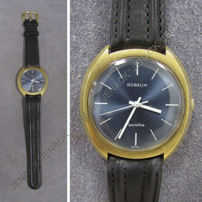 VINTAGE GUBELIN 18K "SPECIAL-TIME" WRISTWATCH: VINTAGE GUBELIN 18K "SPECIAL-TIME" WRISTWATCH, 38 MM