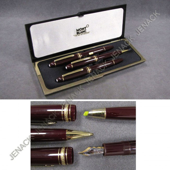 SET (3) MONTBLANC INCLUDING #146 FOUNTAIN PEN: SET (3) MONTBLANC INCLUDING #146 FOUNTAIN PEN, #161 MECHANICAL PENCIL, #166 HIGHLIGHTER (CHIP ON CAP), BOXED