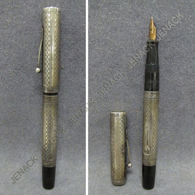 VINTAGE WATERMAN'S #452 STERLING OVERLAY "GOTHIC": VINTAGE WATERMAN'S #452 STERLING OVERLAY "GOTHIC" FOUNTAIN PEN, C.1920