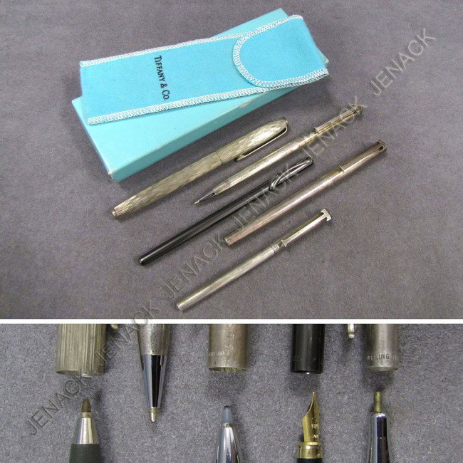 LOT (5) ASSORTED TIFFANY & CO: LOT (5) ASSORTED TIFFANY & CO INCLUDING (3) STERLING BALL PENS, STERLING FELT TIP PEN & ELSA PERETTI FOUNTAIN PEN