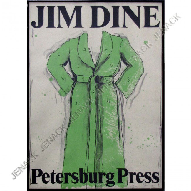 JIM DINE (AMERICAN NY 1935-), LITHOGRAPHIC POSTER: JIM DINE (AMERICAN NY 1935-), LITHOGRAPHIC POSTER "PETERSBURG PRESS", SIGNED 1971. FRAMED AND GLAZED-31 X 22"
