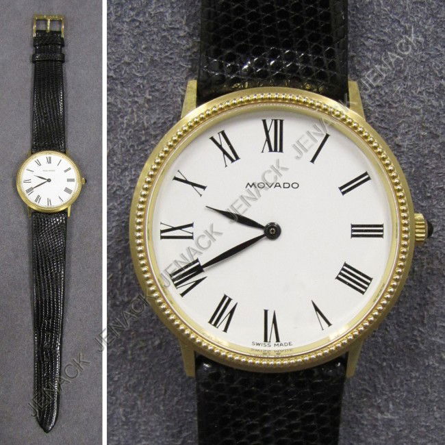 MOVADO/ZENITH 18K 17-JEWEL MECHANICAL WRISTWATCH: MOVADO/ZENITH 18K 17-JEWEL MECHANICAL WRISTWATCH, 34MM