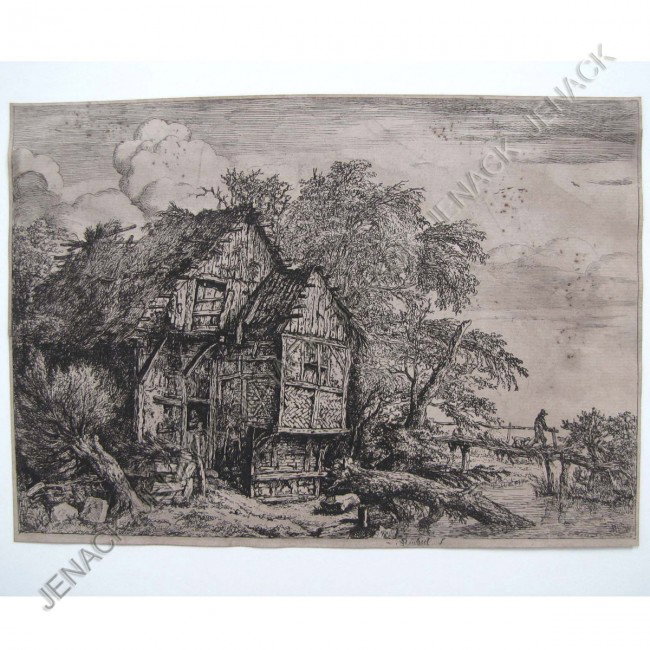 JACOB VAN RUISDAEL (DUTCH, HAARLEM 1628-1682): JACOB VAN RUISDAEL (DUTCH, HAARLEM 1628-1682), ETCHING, THE LITTLE BRIDGE, (BARTSCH _ 1). SHEET 7 5/8 X 10 3/4" (NARROW MARGINS OUTSIDE BORDER LINE, EDGE TEAR)