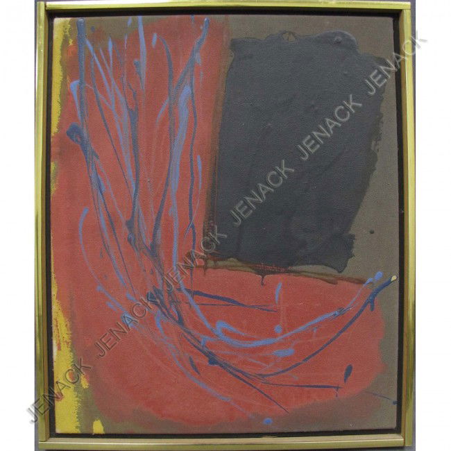 DAN CHRISTENSEN (AMERICAN 1942-) ACRYLIC ON CANVAS: DAN CHRISTENSEN (AMERICAN 1942-) ACRYLIC ON CANVAS, "ROUGH OUT", SIGNED & TITLED 1982. 20 X 16 1/2" FRAMED 21 1/2 X 18"