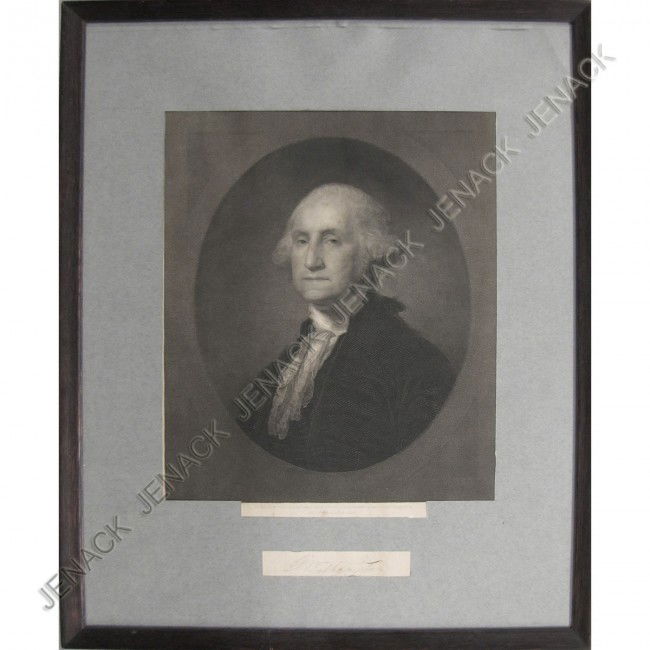 WILLIAM MARSHALL (AMERICAN 1837-1906) ENGRAVING: WILLIAM MARSHALL (AMERICAN 1837-1906) ENGRAVING, GEORGE WASHINGTON AFTER GILBERT STUART, 1862. 13 3/8 X 11 1/4"; FRAMED & GLAZED 22 X 17 3/4"