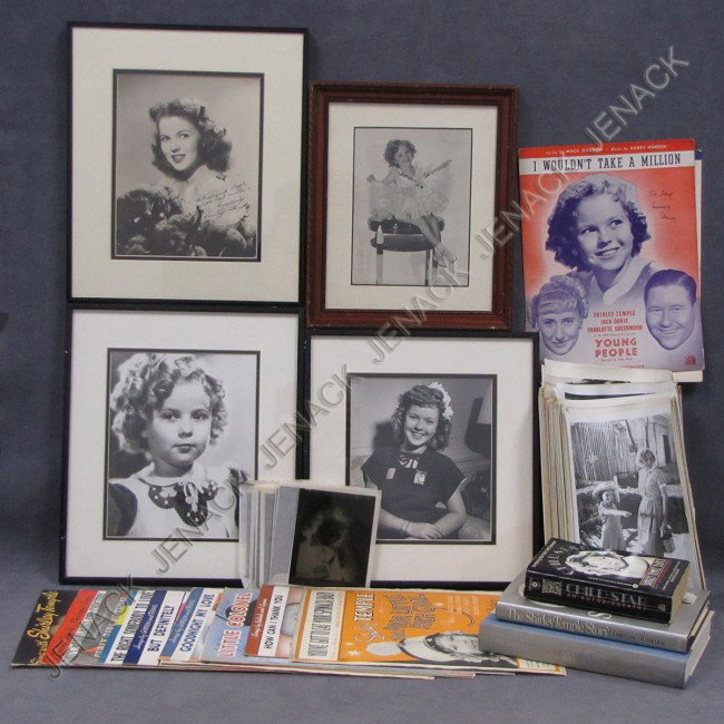 SHIRLEY TEMPLE, LOT INCLUDING (4) PHOTOGRAPHS : SHIRLEY TEMPLE, LOT INCLUDING (4) PHOTOGRAPHS (1/INSCRIBED), (17) VINTAGE SHEET MUSIC (1/SIGNED HARRY WARREN), HUNDREDS OF STUDIO STILL PHOTOGRAPHS; VOLUME-SHIRLEY TEMPLE AMERICAN PRINCESS, EDWARDS 1S