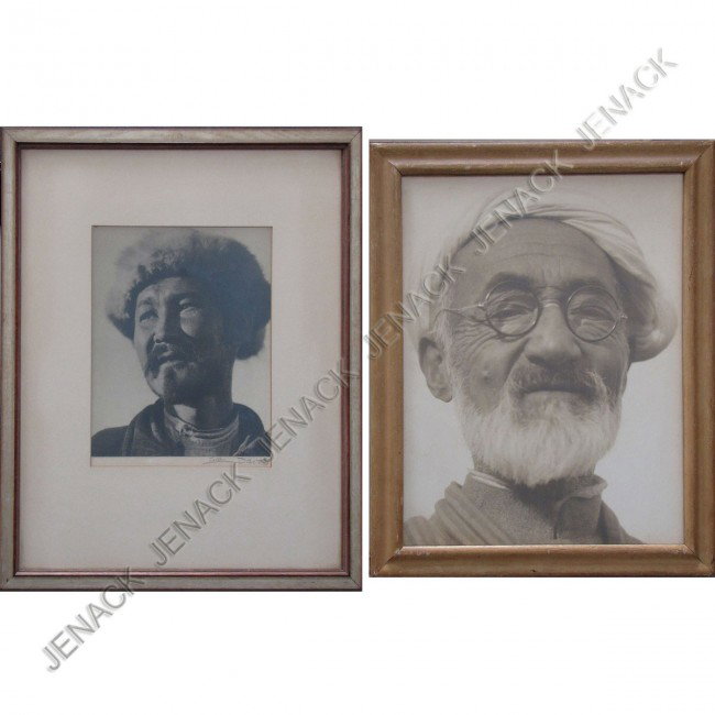 LOTTE JACOBI (AMERICAN 1896-1990), LOT (2) PHOTOS: LOTTE JACOBI (AMERICAN 1896-1990), LOT (2) PHOTOGRAPHS INCLUDING MONGOLIAN & MIDDLE EASTERN PORTRAITS, 1/SIGNED. FRAMED & GLAZED LARGEST 21 1/2 X 18"