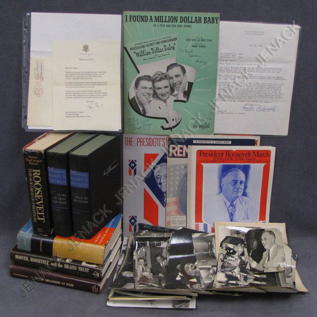LOT US PRESIDENTS/POLITICIANS/FOREIGN DIGNITARIES: LOT US PRESIDENTS/POLITICIANS AND FOREIGN DIGNITARIES INCLUDING RONALD REAGAN SIGNED SHEET MUSIC "MILLION DOLLAR BABY"; PRESIDENT GEORGE H.W. BUSH, TSL, 1993; GOV. MARIO CUOMO TSL 1984; FRANKLIN D. RO