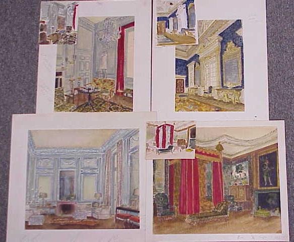 PORTFOLIO ORIGINAL DESIGN SKETCHES: PORTFOLIO (100+) ORIGINAL INTERIOR DESIGN SKETCHES, DRAWINGS & WATERCOLORS, C.1930/40