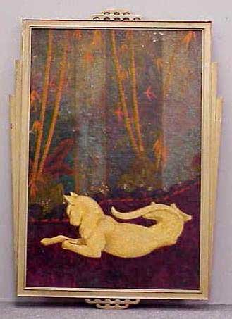 OIL ON CANVAS, STARK DAVIS: OIL ON CANVAS, CAT WITH ORIENTAL SCREEN, SIGNED STARK DAVIS (AMERICAN 1885-). 36 X 24"