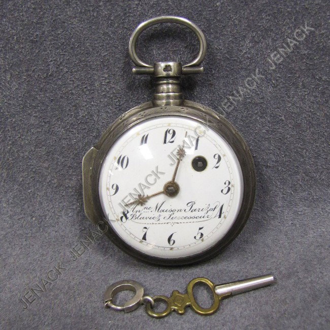 CONTINENTAL KEY WIND FUZEE OPEN FACE POCKET WATCH: CONTINENTAL SILVER CASED KEY WIND FUZEE OPEN FACE POCKET WATCH, SIGNED "ANNE MAISON PARIZOT, BLAVIER TUCCESSEUR", 18/19TH CENTURY. 50MM