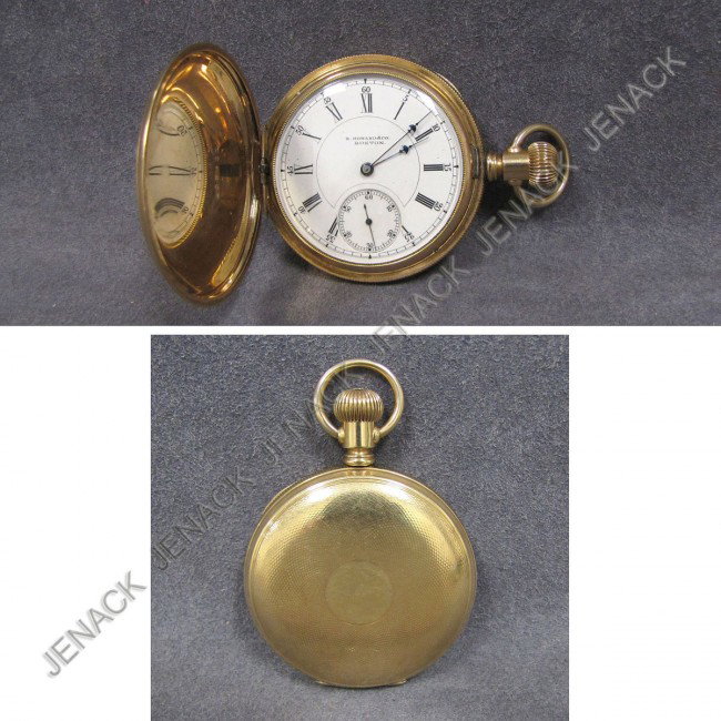 VINTAGE E. HOWARD & CO. BOSTON POCKET WATCH: VINTAGE E. HOWARD & CO. BOSTON GOLD FILLED 15-JEWEL SERIES IV HUNTER CASE POCKET WATCH, #401065. 55MM