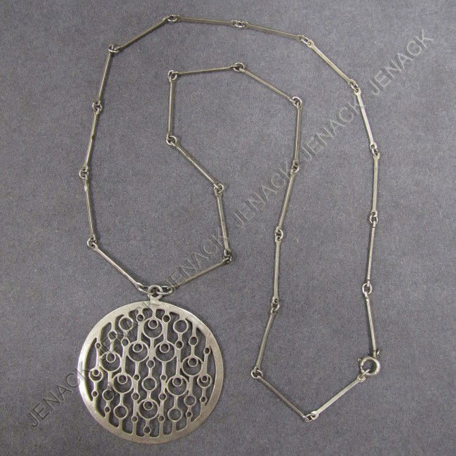 DAVID ANDERSEN STERLING PENDANT, SIGNED WITH CHAIN: DAVID ANDERSEN STERLING PENDANT, SIGNED WITH CHAIN. PENDANT/DIAMETER 2"; CHAIN/LENGTH 26"; 0.94 OZT