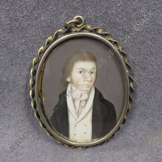 FRENCH SCHOOL (18/19TH C.) PORTRAIT MINIATURE: FRENCH SCHOOL (18/19TH CENTURY) WATERCOLOR ON IVORY, PORTRAIT MINIATURE OF A "CITIZEN", UNSIGNED. 2 X 1 3/4". **CANNOT EXPORT IVORY**