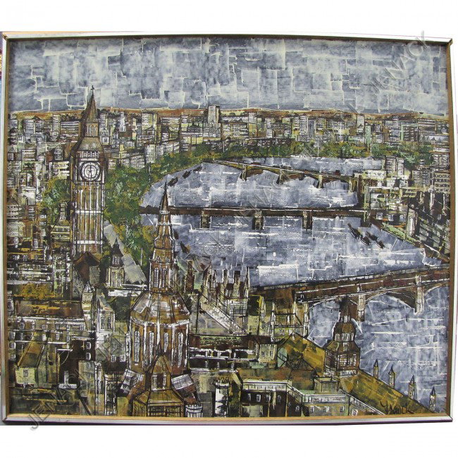 FREDERICK SIGFRED FRANCK, OIL ON PANEL: FREDERICK SIGFRED FRANCK (DUTCH/AMERICAN 1906-2006), OIL ON PANEL, LONDON, SIGNED 27 X 32"; FRAMED 28 X 33"