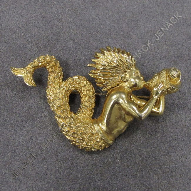 HATTIE CARNEGIE MERMAID BROOCH, SIGNED: HATTIE CARNEGIE MERMAID BROOCH, SIGNED. LENGTH 2 1/2"