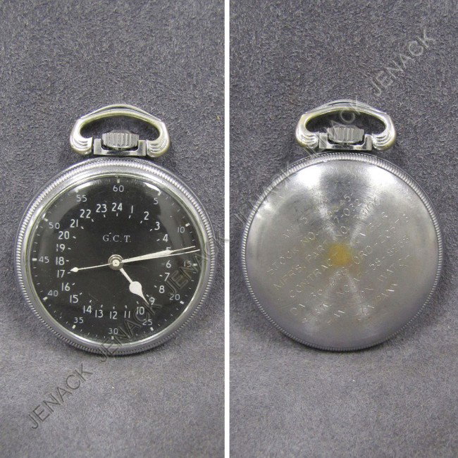 HAMILTON MODEL 4992 B MILITARY CHRONOGRAPHS: VINTAGE HAMILTON MODEL 4992 B MILITARY CHRONOGRAPH 22-JEWELS (GREENWICH CIVIL TIME). 52MM