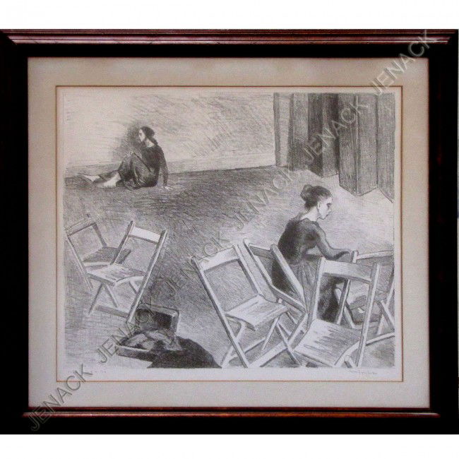 MOSES SOYER (AMERICAN NA 1899-1974), LITHOGRAPH: MOSES SOYER (AMERICAN NA 1899-1974), LITHOGRAPH, "SILENT INTERIOR", SIGNED II ED. #38/70. SIGHT 16 1/2 X 18 3/4"; FRAMED AND GLAZED-23 X 25"