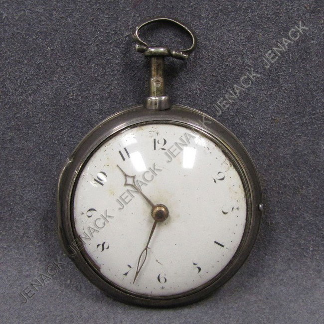 WILLIAM HOPETOWN, LONDON FUZEE POCKET WATCH: WILLIAM HOPETOWN, LONDON SILVER PARE CASED KEY WIND FUZEE POCKET WATCH, #2584 C.1799. 58MM