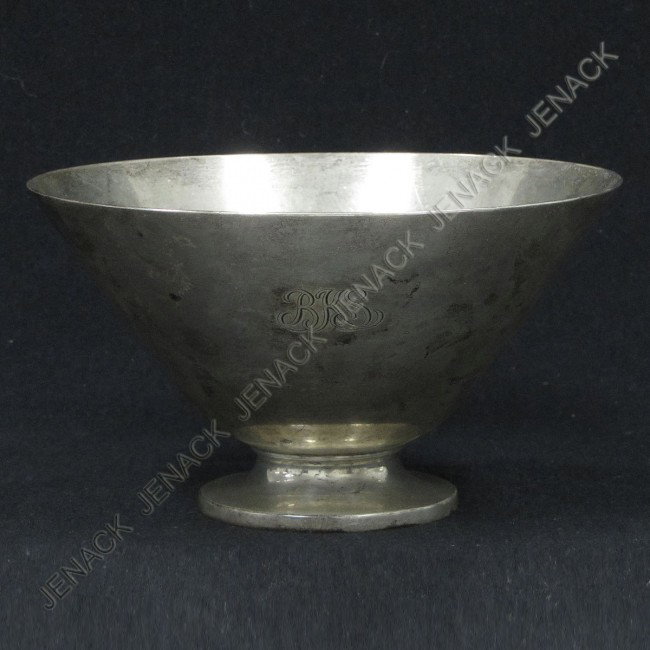 TIFFANY & CO. MAKERS STERLING 925-1000 FOOTED BOWL: TIFFANY & CO. MAKERS STERLING 925-1000 FOOTED BOWL, #20175 4142, MOORE MARK, MONOGRAMMED. HEIGHT 3 1/2"; DIAMETER 5 1/2"; 9.95 OZT