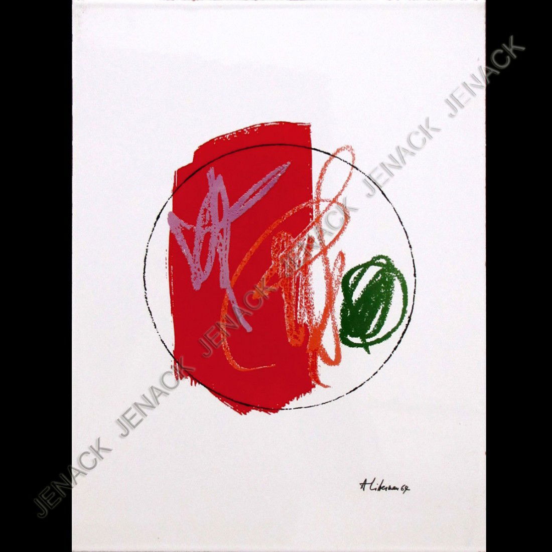 ALEXANDER LIEBERMAN (AMERICAN, NY 1912-1999): ALEXANDER LIEBERMAN (AMERICAN, NY 1912-1999) ENAMEL/STEEL, ABSTRACT, SIGNED 1964, EDITION OF 30. 15 X 11"