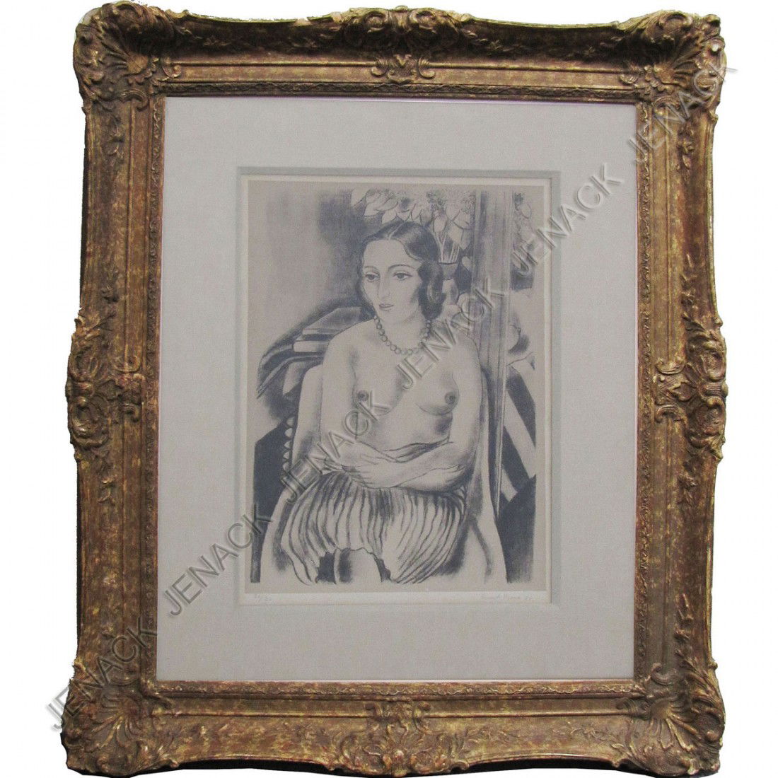 ERNEST FIENE (AMERICAN 1894-1965), LITHOGRAPH: ERNEST FIENE (AMERICAN 1894-1965), LITHOGRAPH, SEATED NUDE, SIGNED 1929 #21/30. SIGHT 15 1/2 X 11"; FRAMED AND GLAZED-27 X 23"